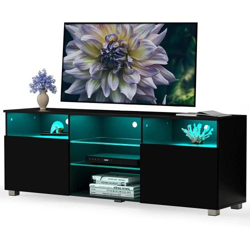 LED TV Stand High Glossy Entertainment Center Modern Television Stands with Large Storage