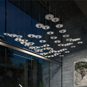 Modern Custom Hotel Black Large LED Chandelier Luxury Light Fixture