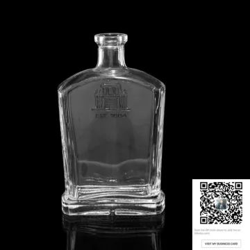 750ml Flat Part Frosted Clear Glass Bottle With Stopper