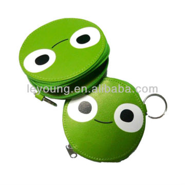 Leather zipper cute mini change purse for kids