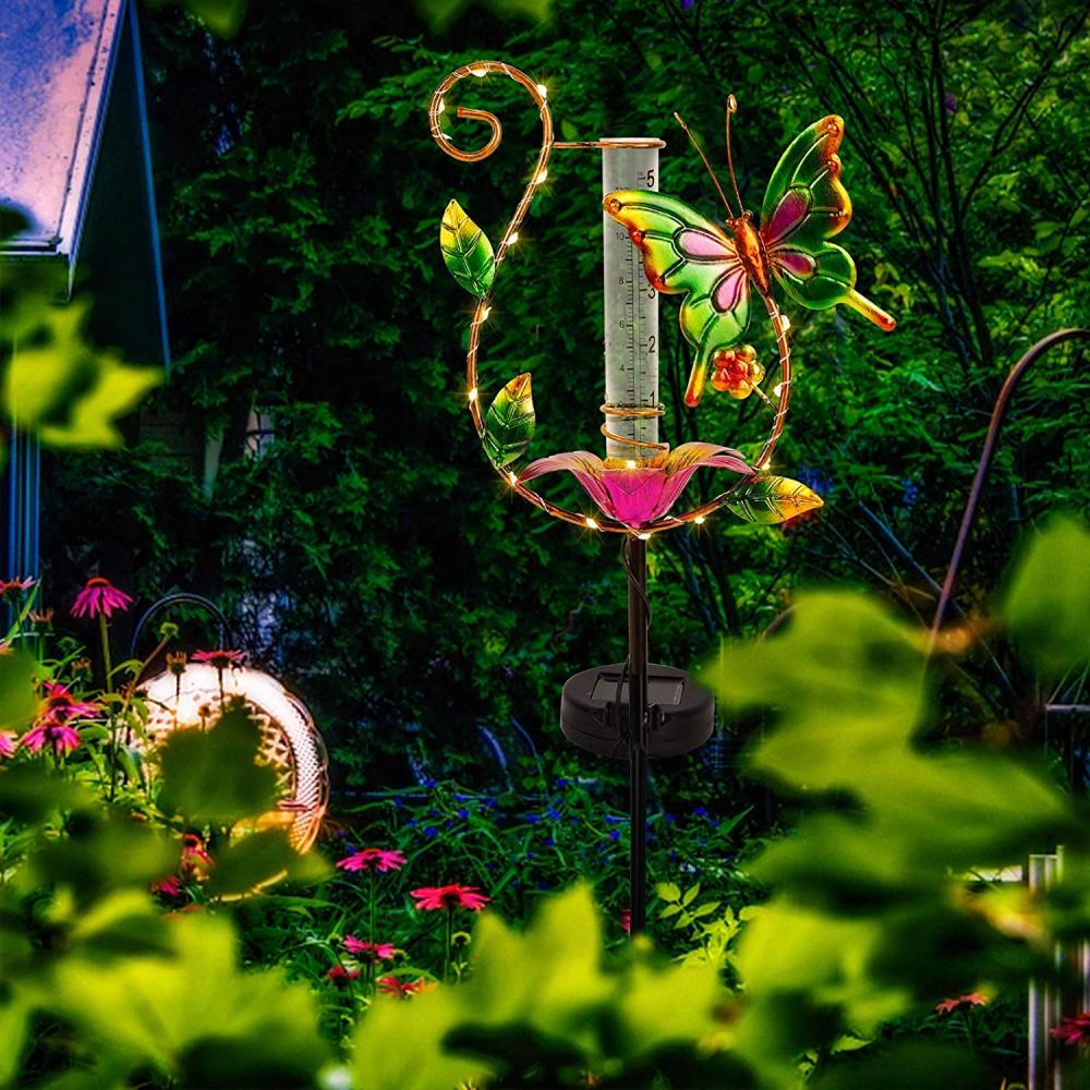 Decoración de estacas de jardín de mariposas iluminadas con energía solar