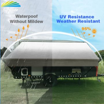 Manual RV Awning White Frame Fabric Modular Retractable