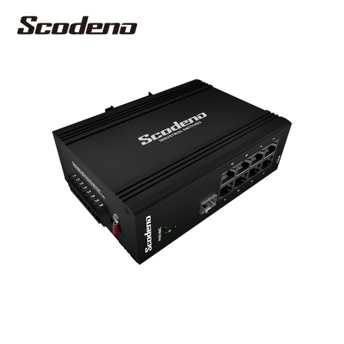 IP40 Din rail 802.3at 1 SFP PoE Switch Gigabit 8 Port RJ45 Network Switch