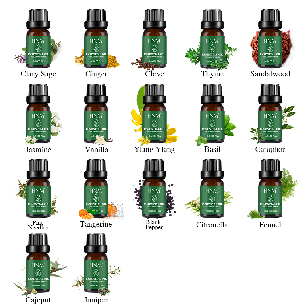 HNM Bergamot 10ML Pure Plant Essential Oils Aromatherapy Diffuser Lemon Rose Mint Tea tree Orange Lemongrass Oil Purifying air