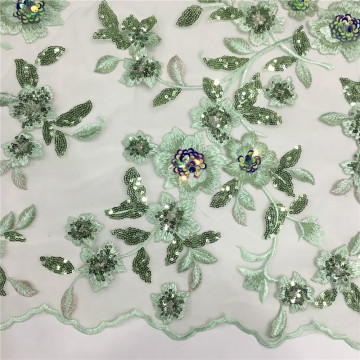 3D Flower Multicolor Sequins Embroidery Fabric