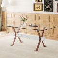 Elegant Glass Surface Dining Table with Cockroach Leg