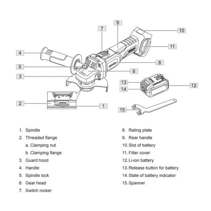 High Speed Brushless 20V Electric Cordless Angle Grinder