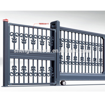 New design auto aluminun alloy metal sliding retractable security gate with small door