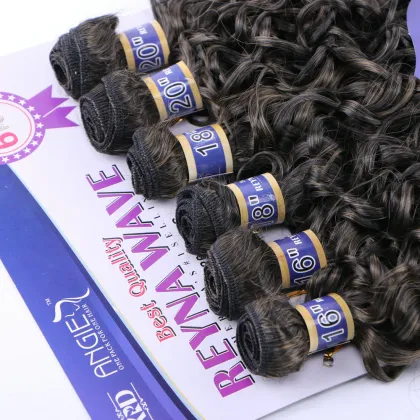 xuchang dadi factory wholesale reyna wave 6pcs synthetic hair weaving,ombre color double weft synthetic hair extensions