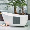 Freestanding Jetted Bathtub Simple White Bathroom Acrylic Oval Glossy Bathtub