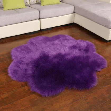 3*3ft Soft Thick Fluffy Rug Faux Sheepskin Area Rug Plum Blossom Fur Rug for Living Room Reading Room Home Decor