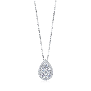 18K ゴールド ペアー ラボグロウン ダイヤモンド ハロー ペンダント