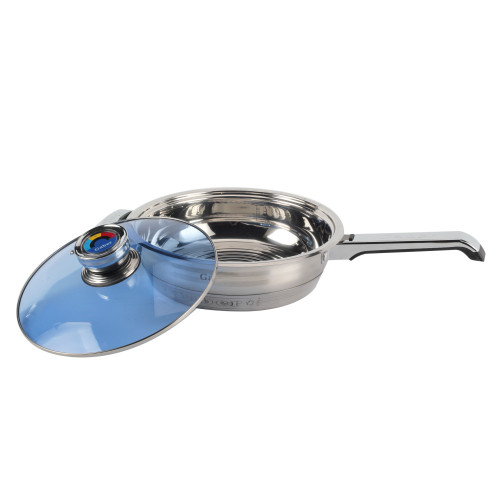 Cooking pot & pan with blue glass lid set