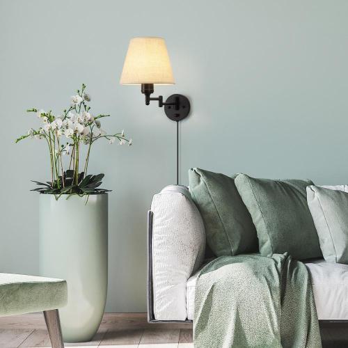 Lampe murale dimmable avec de l&#39;ombre en tissu