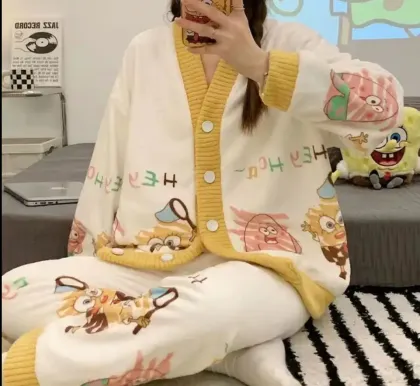 Winter thickened coral velvet pajamas