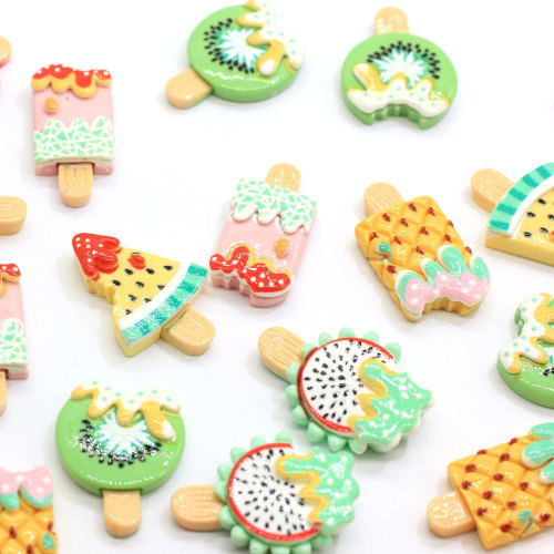 Verschillende Stijlen Hars Plaksteen Popsicle Kralen Fruit Watermeloen Pitaya Simulatie Voedsel Charms Craft Diy Hanger Decoratie