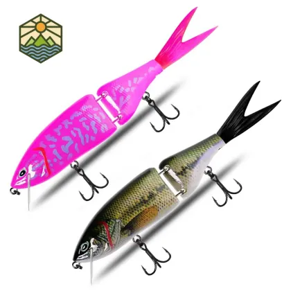 Multi Jointed Trolling Lures: Big Game Floating Hard Bait with Soft Tail for Bass