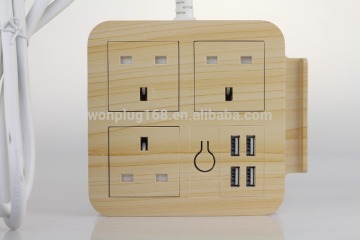 Wonplug UK power strip with 4 usb charger port outlet uk extension socket