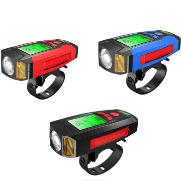 Multi Function Bicycle Front Light with LED Lamp, Bike Computer, and 5 Modes