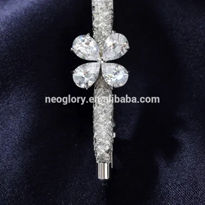 Neoglory Cubic Zirconia Barrette Hairwear Rhodium Plated Flower Hair Fashion Jewelry Accessories Women Gifts 2016 New