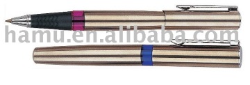 vertical stripe plastic metal pen for school&office or promotional use