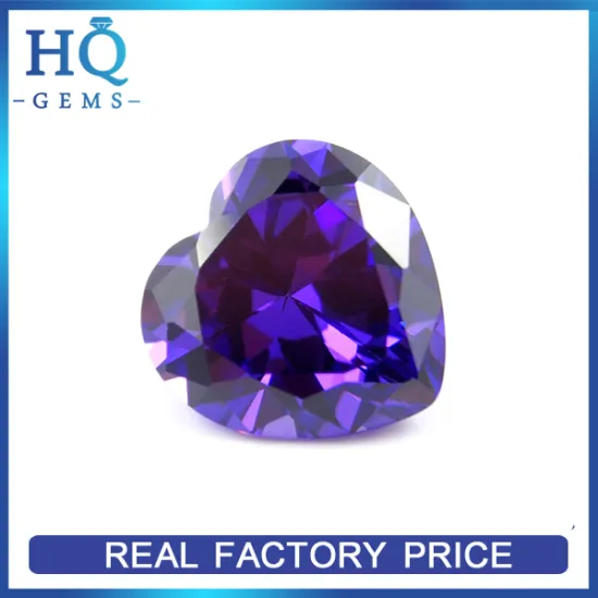 Hot sale heart cut cz mexico manufacturer amethyst cz stone
