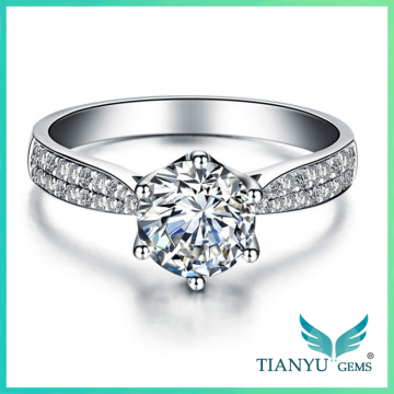 Moissanite jewelry store HOT sale white gold one carat round shape moissanite engagement rings