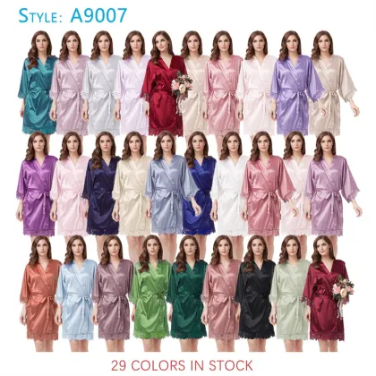 29 Color Satin Wedding Party Pajama Set for Women: Luxurious Silk Homewear and Sleepwear Robe