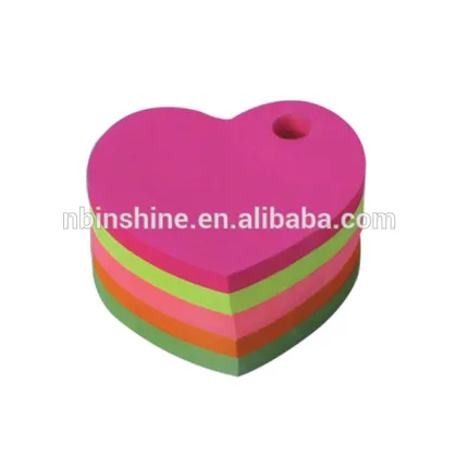 Paper memo cube with pen hole , fancy heart design memo pad cube