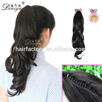 Natural color curly synthetic jaw claw ponytail top quality hair extension