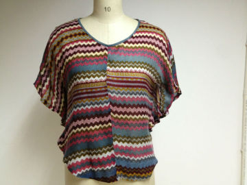woven colorful blouse with batwing sleeve