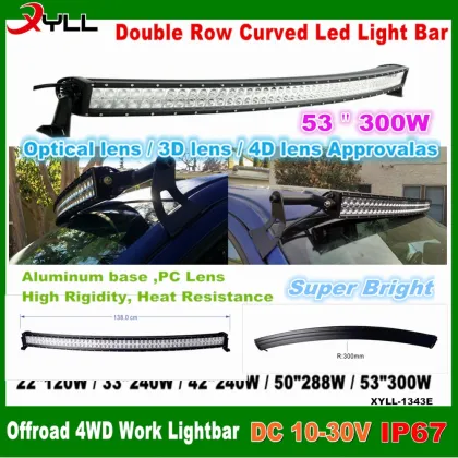 4x4 accessories spot light bars 300W 53 inch double row led curved work light bar ,offroad led driving light bars