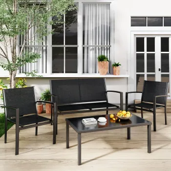 Modern Outdoor Patio Furniture Set with Coffee Table for Poolside and Garden