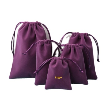 High Quality Thick Purple White Black Pink Jewelry Velvet Drawstring Storage Bag