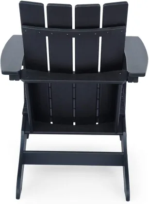 Modern Black HDPE Plastic Resin Adirondack Chair for Outdoor Backyard