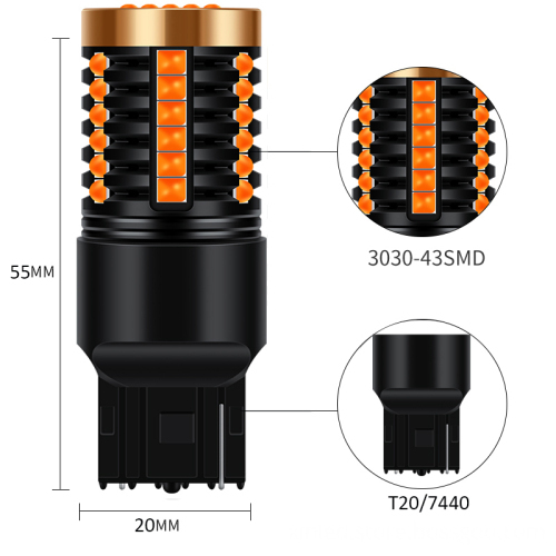 Hearxin Car Spotlight LED Headlight Bulb 24W 3000Lm CANBUS COB 43SMD DC12V