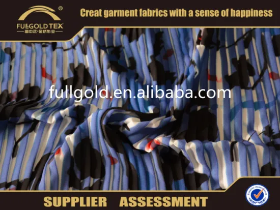 Top Garde Comfortable 95%Polyester 5%Spandex Garment Fabric Paper Printed Crumple Design Fabric For Lady's Fashion Garment