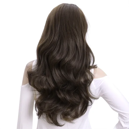 Soft Long Water Wavy Ombre Blonde Black Capless Wigs Hair Clips Extension 24Inches Wavy 3/4 Half Wig Synthetic Hair Extensions