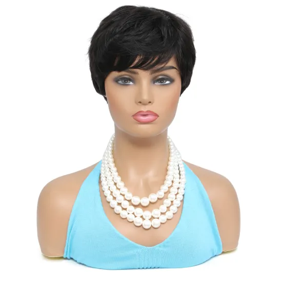 Human Hair Short Cheap Bob Wig With Bangs Non Lace Front Wigs For Women Natural Color Full Machine Made Wig
