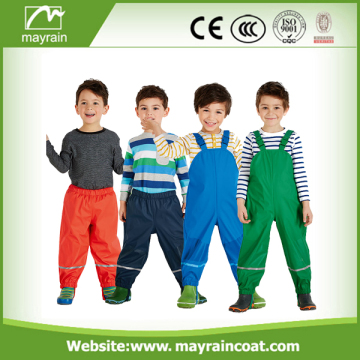 Children Rain Pants Reflective PU Leather Bib Pants