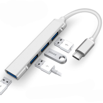 4 Ports High Speed Type-C USB Multiport Docking Station for PC, Mobile Phone, Tablet, and Car