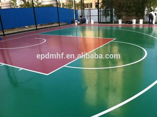 SI-PU elastic flooring for badminton court, tennis court, basketball court