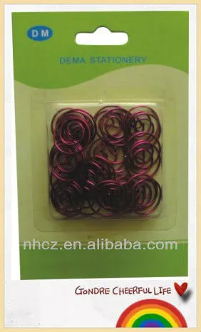Ring Shaped Paper Clips Packed in Blister Card Set