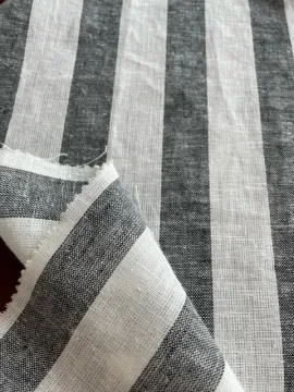 cotton linen yarn dyed stripe in black and white color
