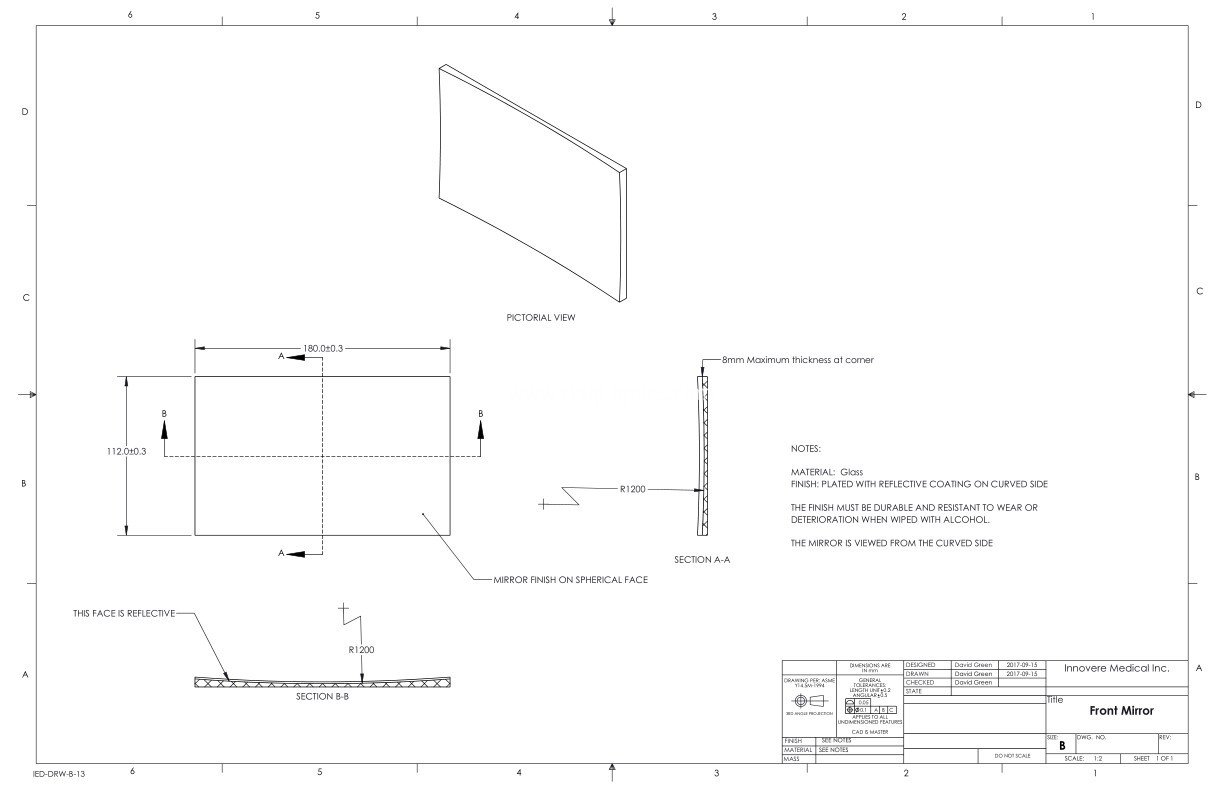 rectangular front surface mirror