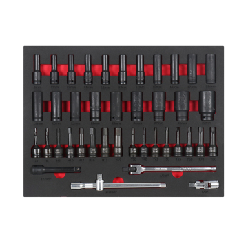 41-Piece 1/2-inch Deep Impact Socket Set with Metal Cabinet Trolley and EVA Foam Tray