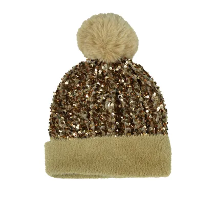 New Style Shiny Beads Warm Detachable Hairball Knit Hat