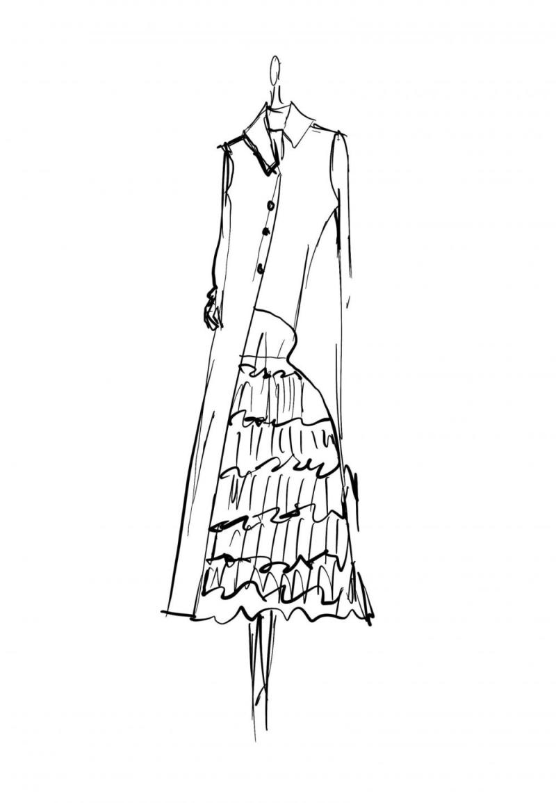 Fashion Design Sketch for Women's Attire