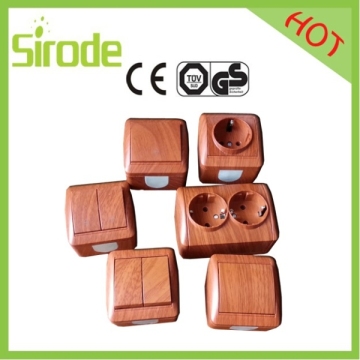 Wooden Color Light Switch&Power Wall Socket (8001 serie)