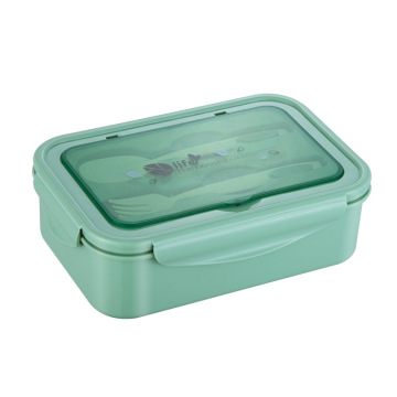 Double-Layer 3-Compartment Plastic Lunch Box with Spoon for Kids Bento Box